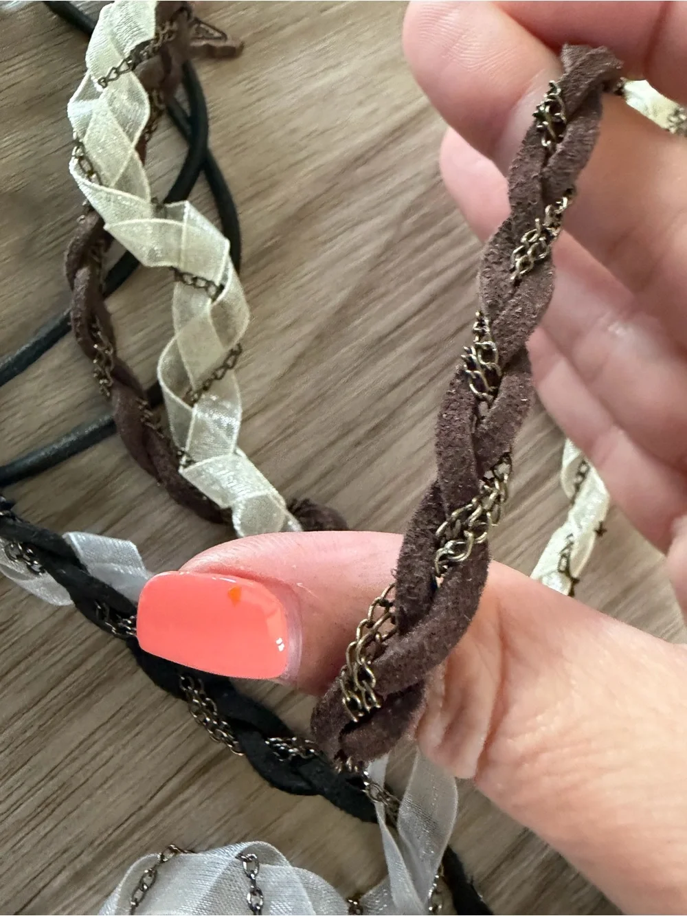 Roxy Set of 3 Braided Ribbon chain stretch Headbands - girls/women